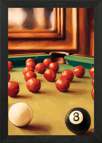Pool table still life - table, framed